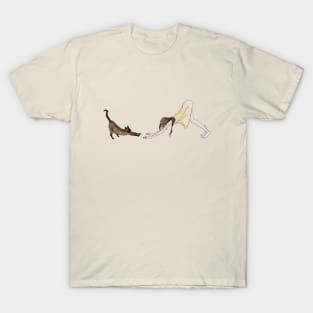 Natula Cat Yoga - girl and cat in "downward facing dog" yoga pose (Adho Mukha Svanasana) T-Shirt